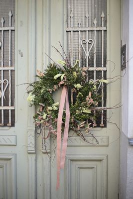 Wianek z bukszpanem żółty 