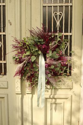 Wianek z wrzosem i eukaliptusem