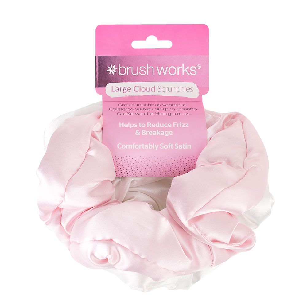 Brushworks Large Cloud Scrunchies Pink and White 2 Pack