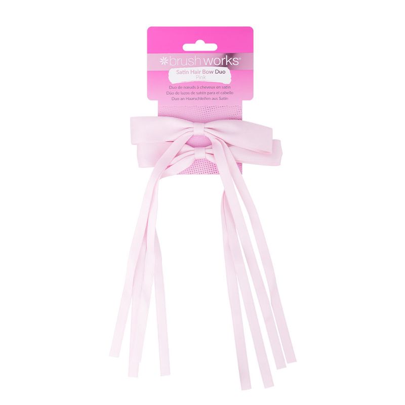 Brushworks Satin Hair Bow Duo - Pink