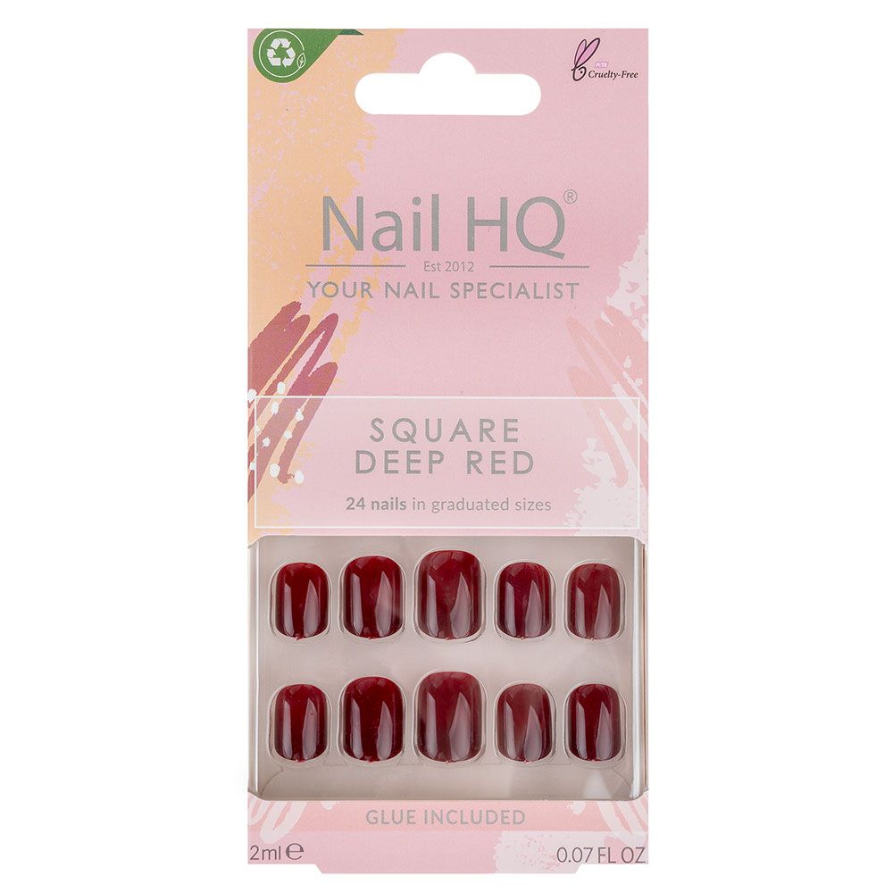 Nail HQ Square Deep Red Nails