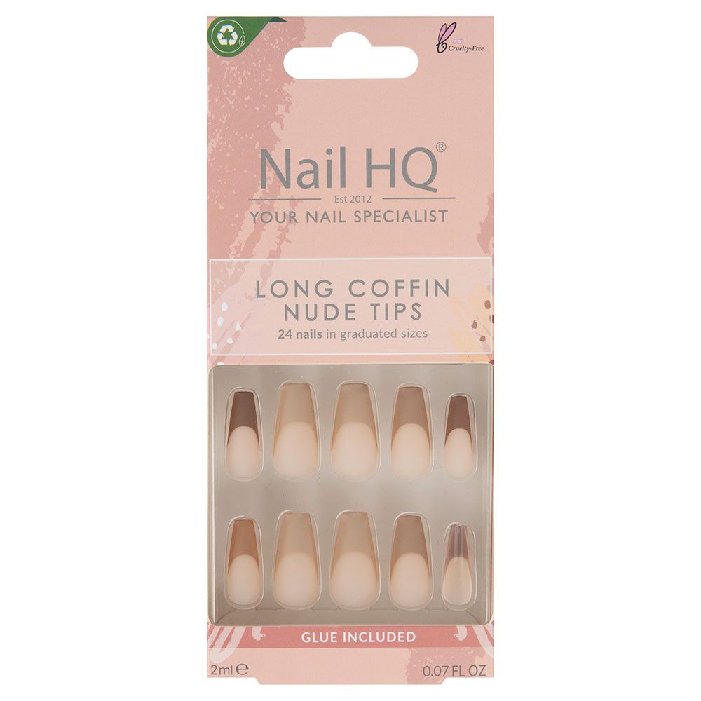 Nail HQ Long Coffin Nude Tip Nails
