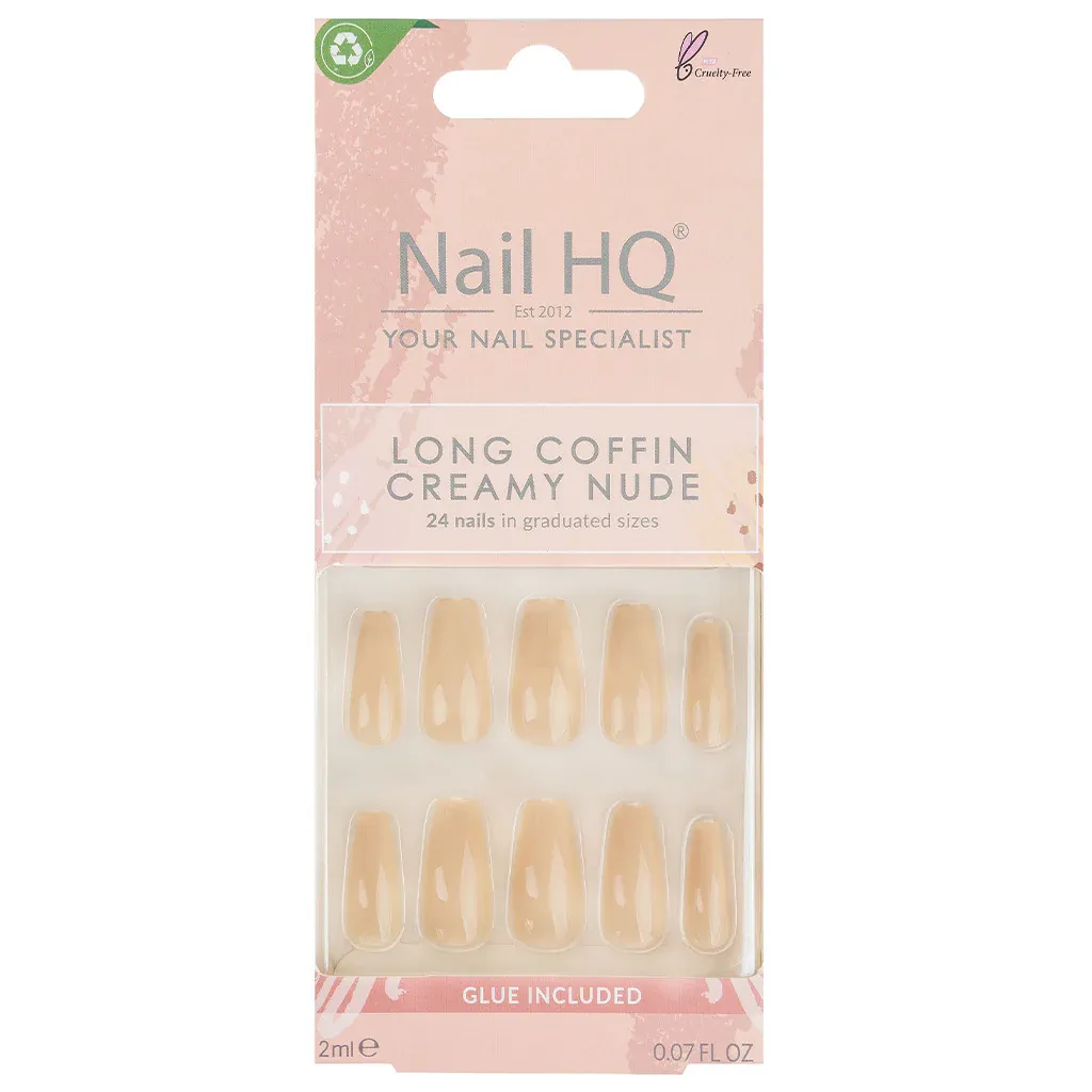 Nail HQ Long Coffin - Creamy Nude nails