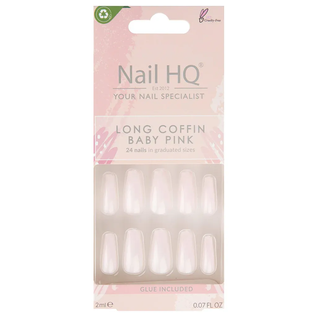 Nail HQ Long Coffin - Baby Pink nails