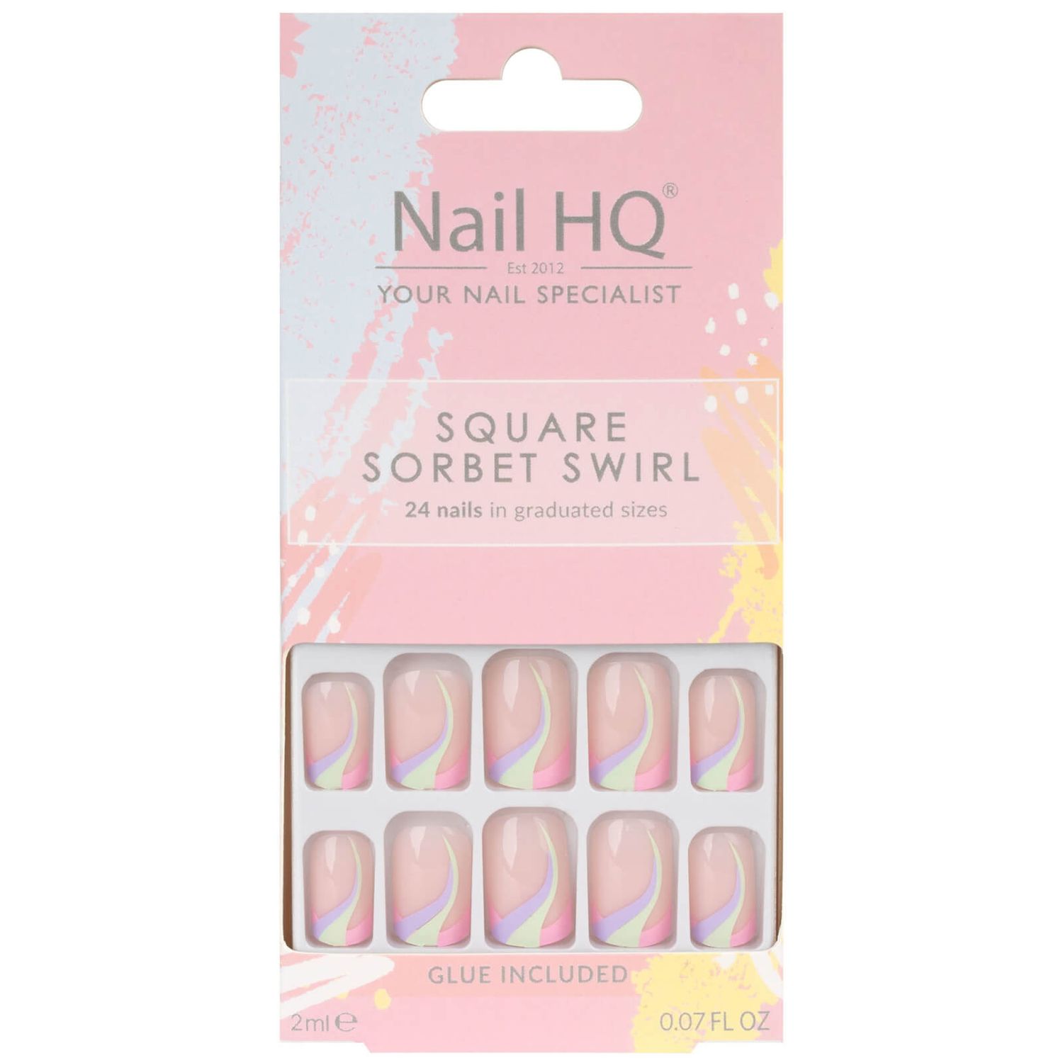 Nail HQ Square Sorbet Swirl Nails