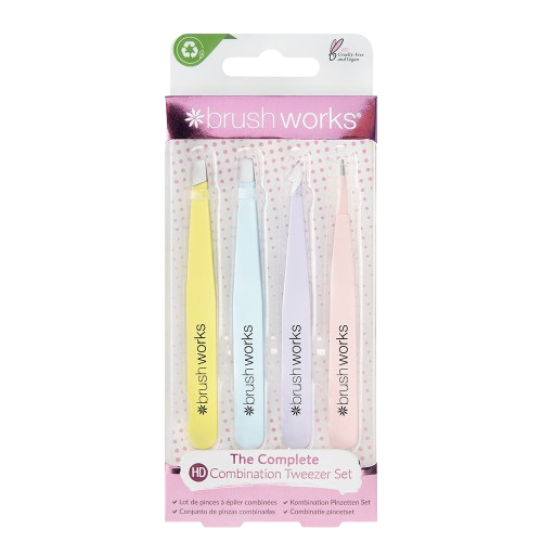 Brushworks 4 Piece Combination Tweezer Set – Mixed