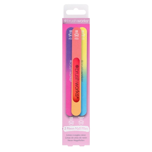 Brushworks Neon Nail Files - 3 Pack