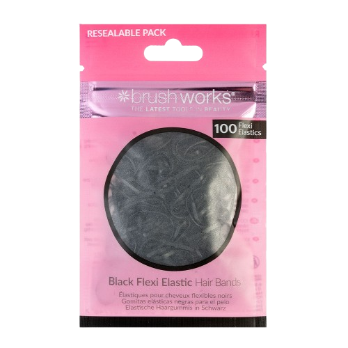 Brushworks Black Flexi Elastic Hair Bands