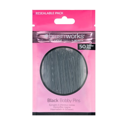 Brushworks Black Bobby Pins – 50 Pieces
