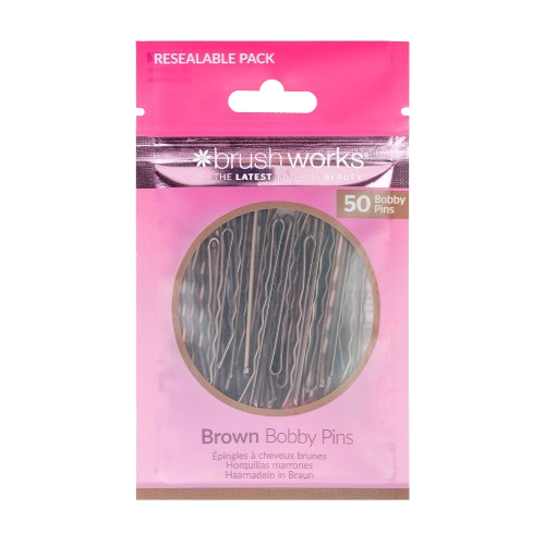 Brushworks Brown Bobby Pins – 50 Pieces
