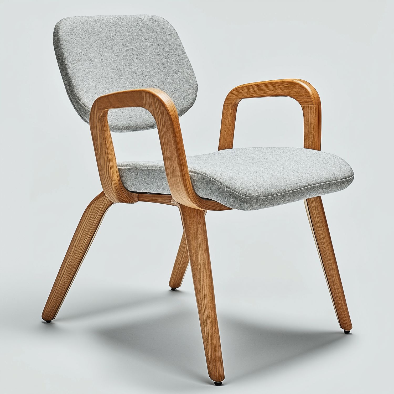 Modern Wooden Armchair with Upholstered Seat
