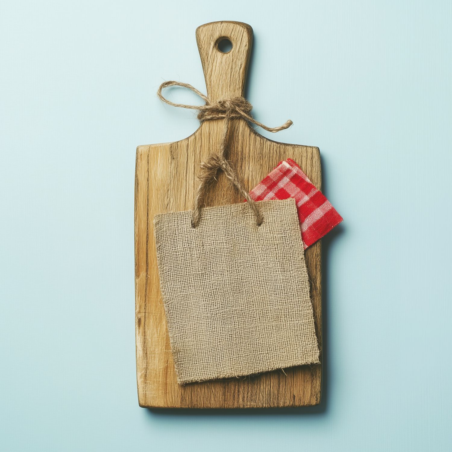 Rustic Wooden Cutting Board with Decorative Twine