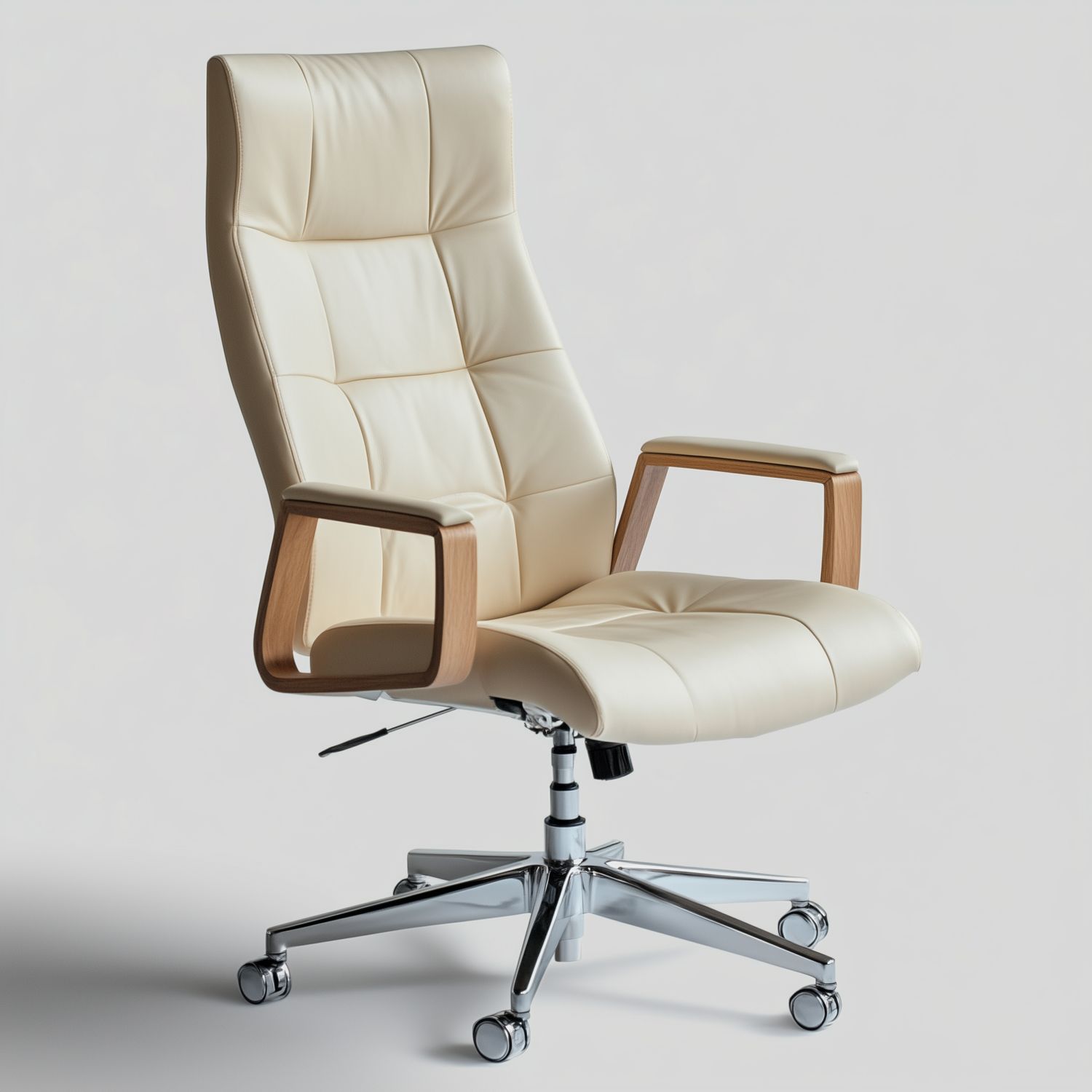 Executive Leather Office Chair with Wooden Accents