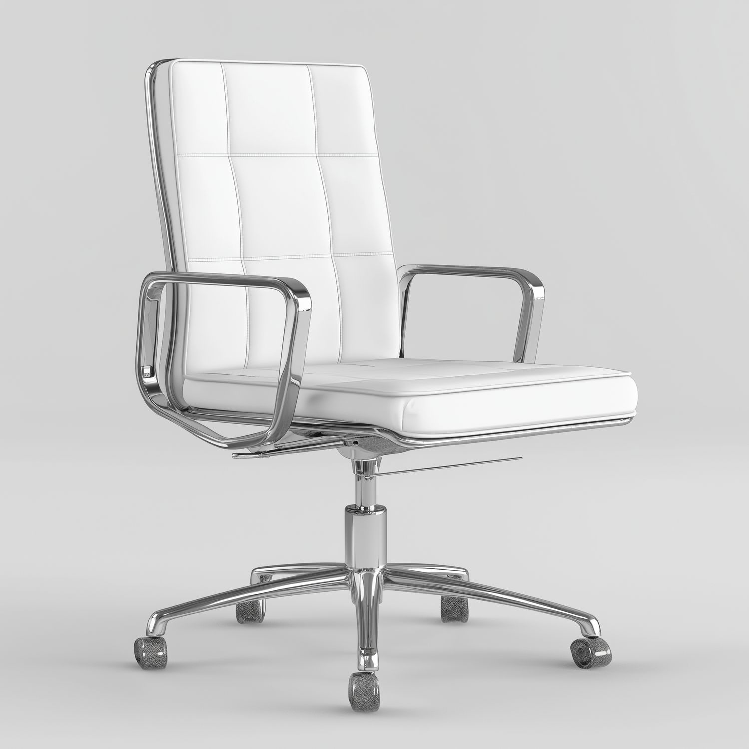 Modern White Office Chair with Chrome Frame