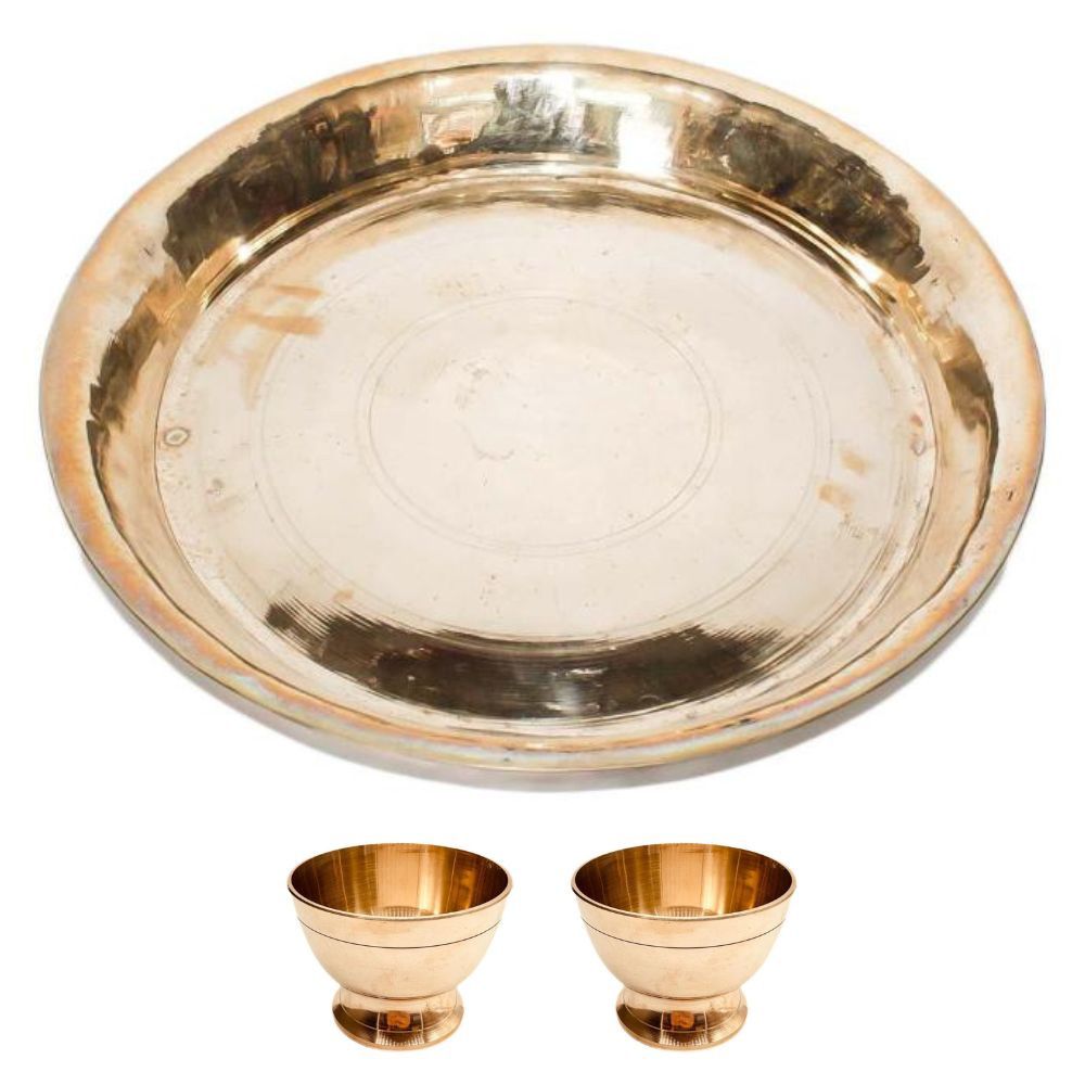 Kansa/Bronze Plate &amp; 2 Bowl Set