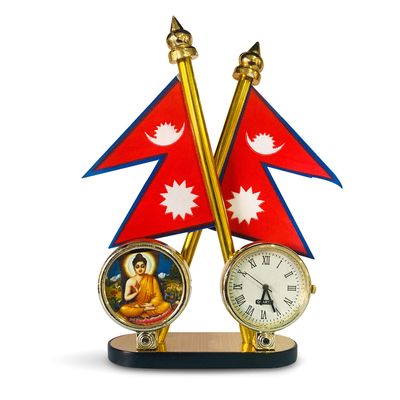 Car Nepal Flag Double with watch &amp; God photo