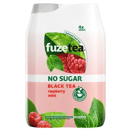 Fuze Tea Framboos Munt No Sugar 4 x 40 cl