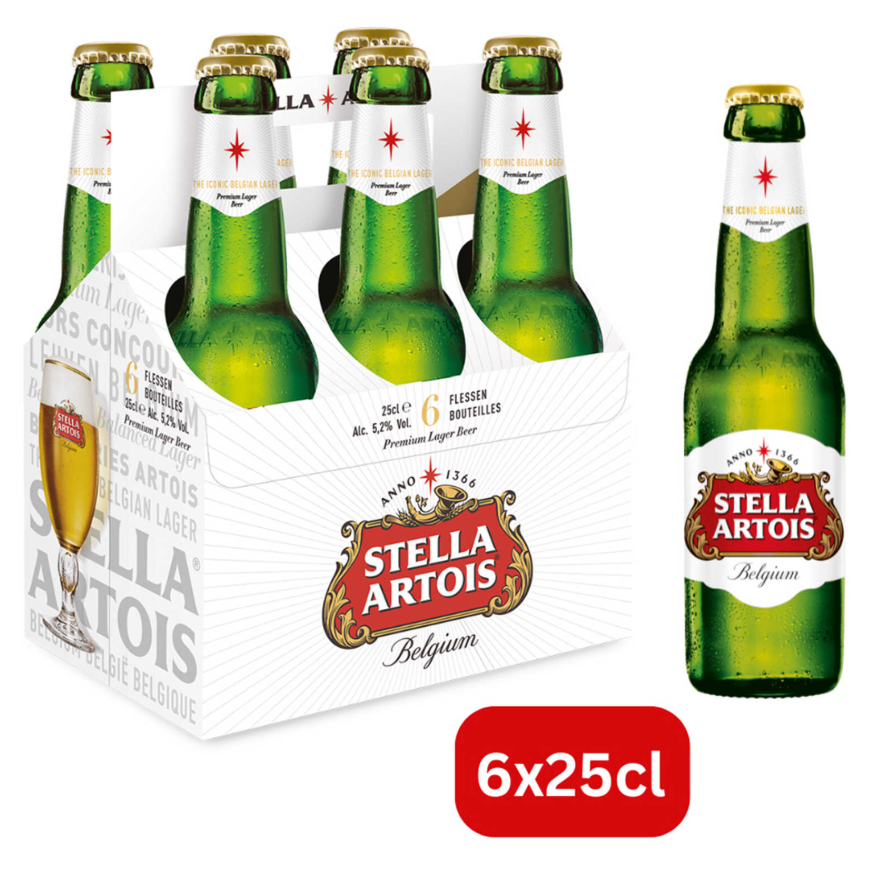 Stella Artois fles 6 x 33 cl