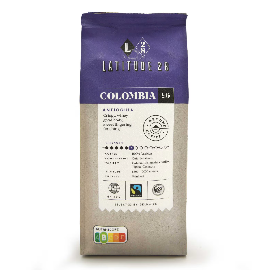 Latitude 28 Koffie Colombia Gemalen Fairtrade 250 gr