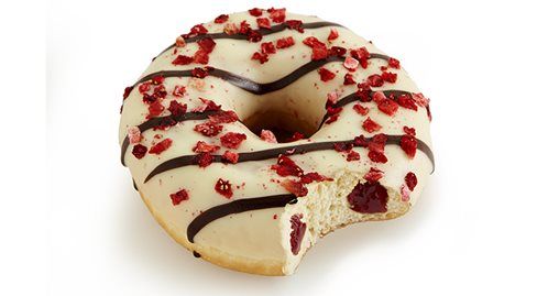 Gevulde donut met aardbei