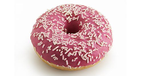 Roze donut - aardbeismaak