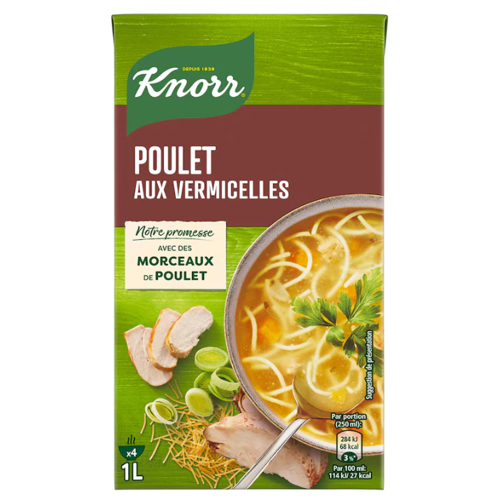 Kip en vermicelli Soep in brik Knorr - 1 liter