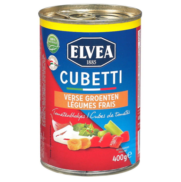 Tomaten blokjes Elvea met verse groenten - 400 gr