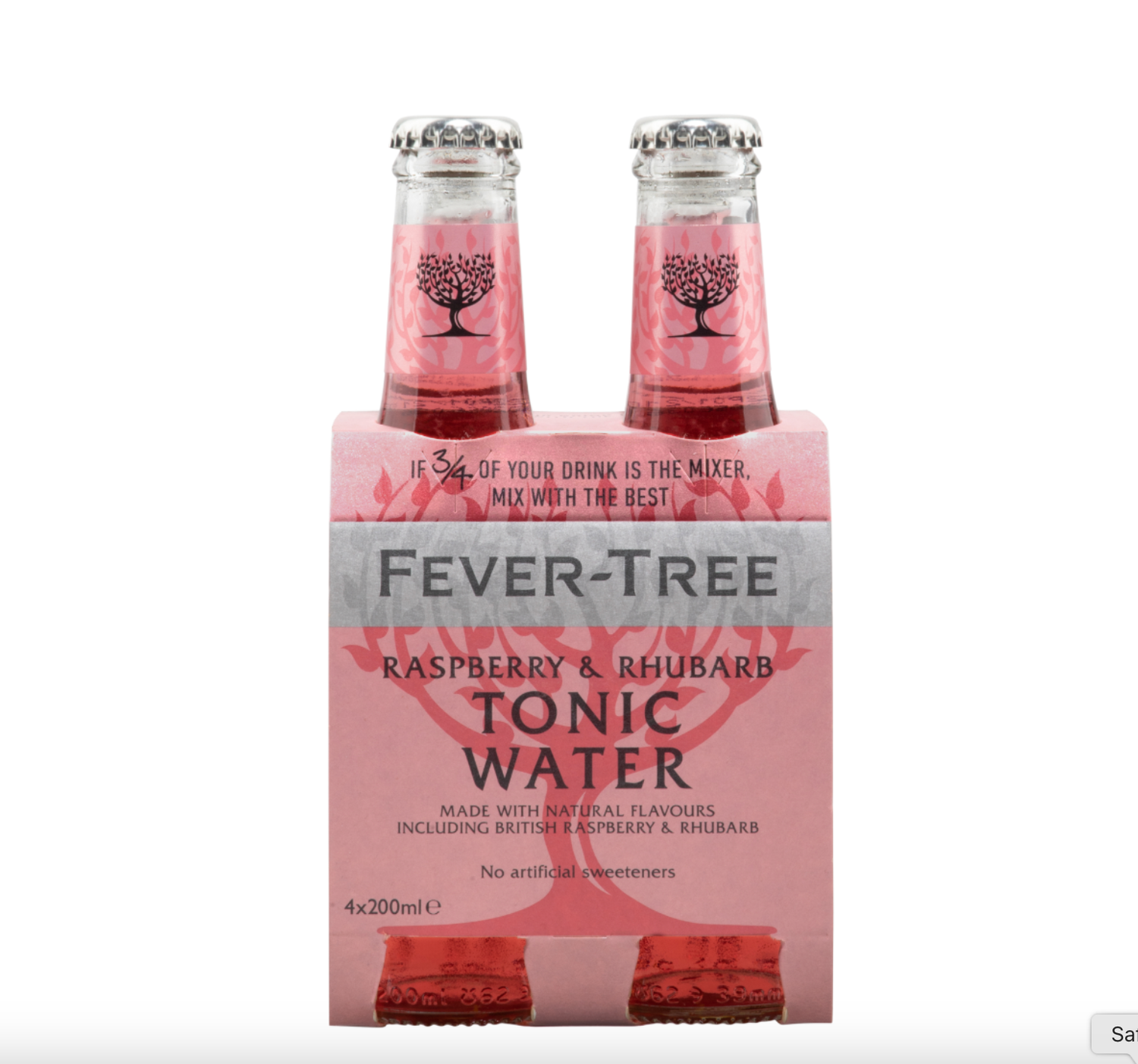 Fever Tree Raspberry &amp; Rhubarb Tonic 4x20cl
