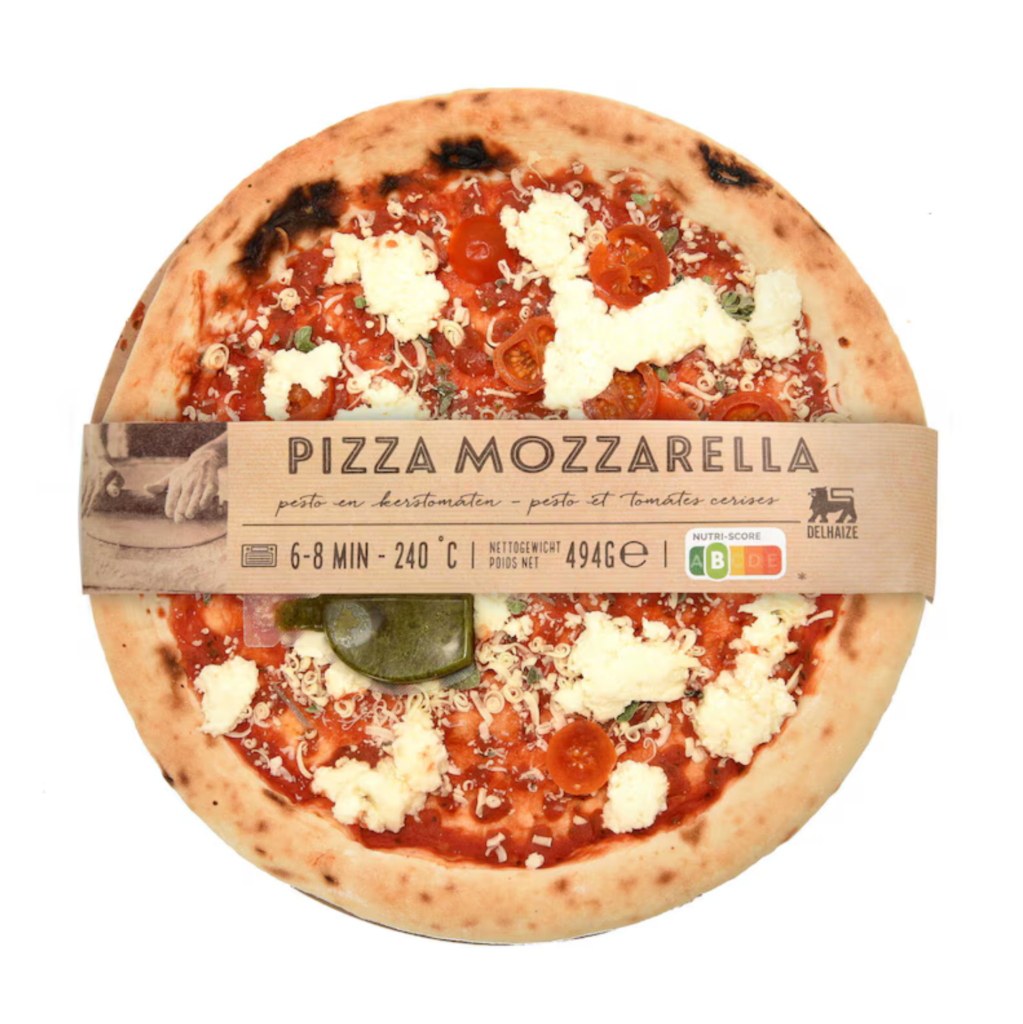 Delhaize Pizza Mozzarella Pesto