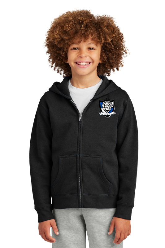FULL ZIP HOODIE WITH EMBROIDERED HOUSE PATCH LOGO (YOUTH)
