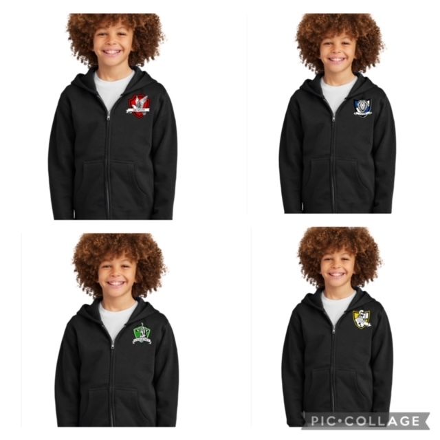 FULL ZIP HOODIE WITH EMBROIDERED HOUSE PATCH LOGO (YOUTH)