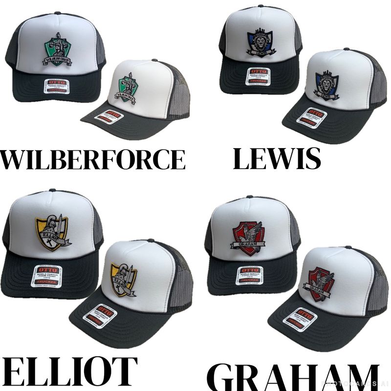 EMBROIDERED HOUSE SHEILD PATCH TRUCKER CAPS
