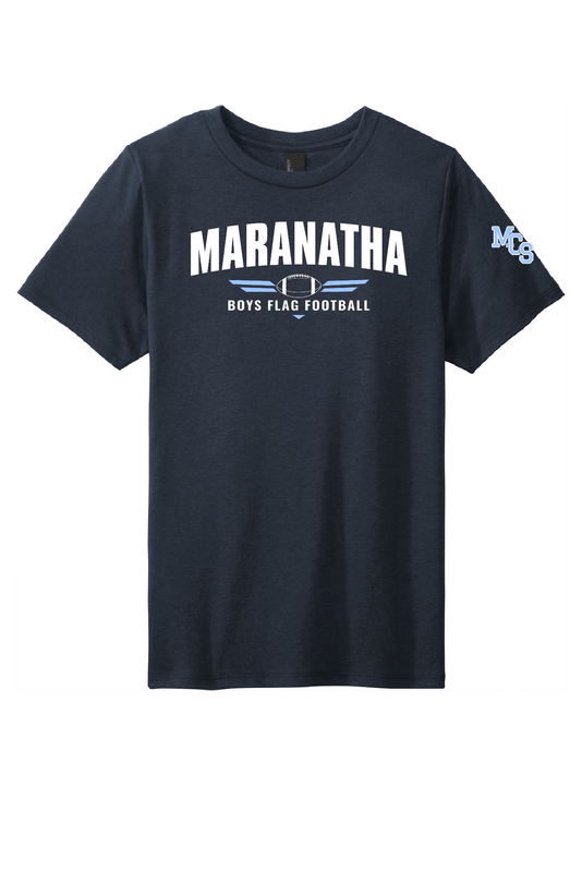 MARANATHA BOYS FLAG FOOTBALL WITH MCS ON SLEEVE SOFT TEE (YOUTH)