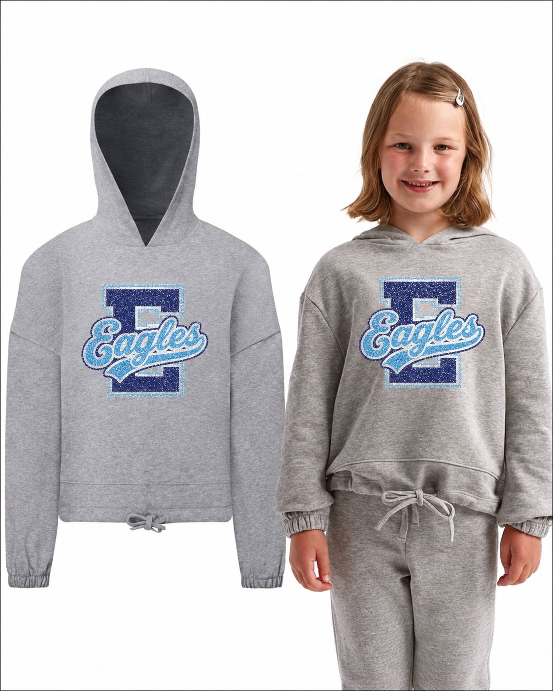 EAGLES GLITTER OVERSIZED DRAWCORD HOODIE