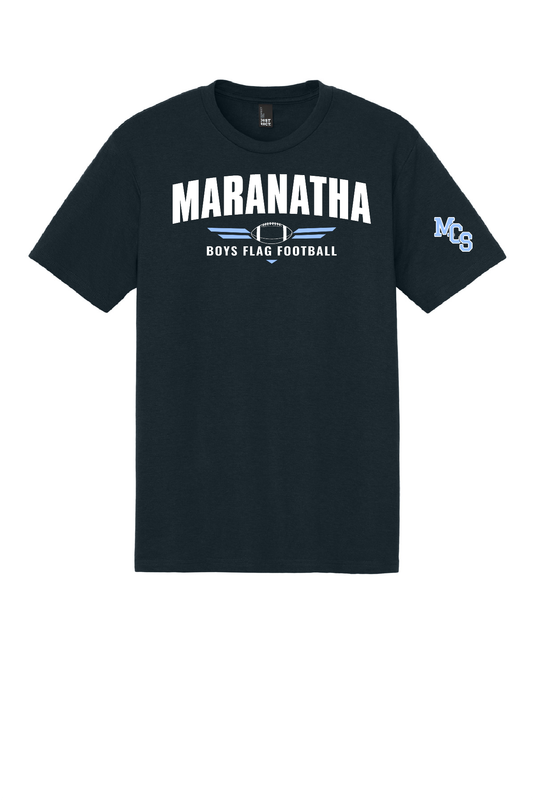 MARANATHA BOYS FLAG FOOTBALL SOFT TEE WITH MCS ON SLEEVE (ADULT)