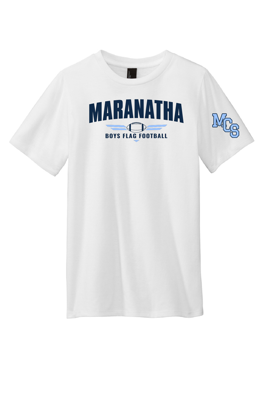 MARANATHA BOYS FLAG FOOTBALL SOFT TEE WITH MCS ON SLEEVE (ADULT)