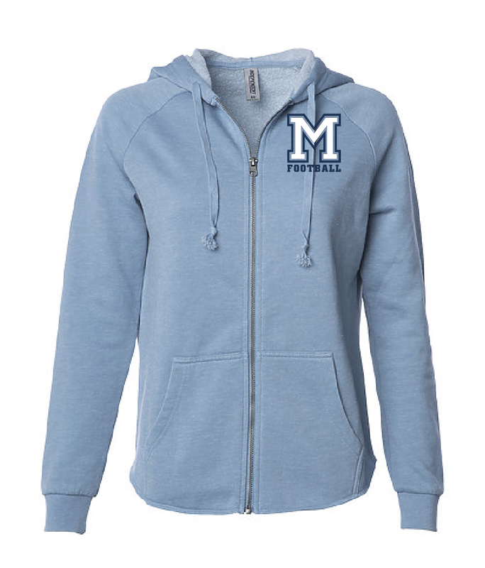 MARANATHA FOOTBALL CALIFORNIA WASH FULL ZIP HOODIE (LADIES)