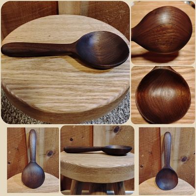 Hand Carved Coffee Bean Scoop