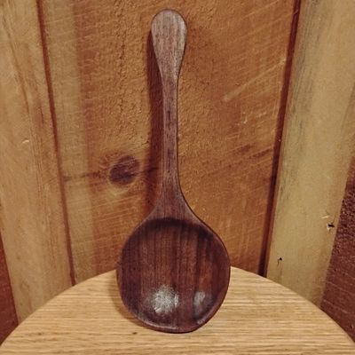 Shallow Flour Scoop / Hand Carved Spoon