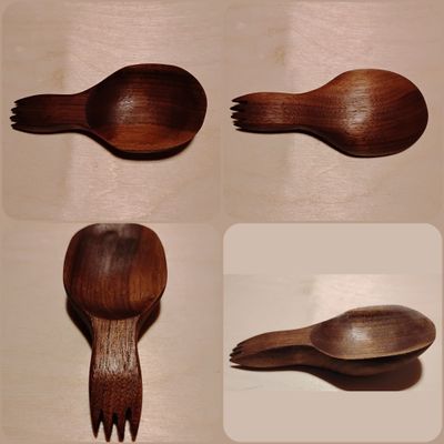 Spork / Camp Wooden Spork / Hand Carved Spork