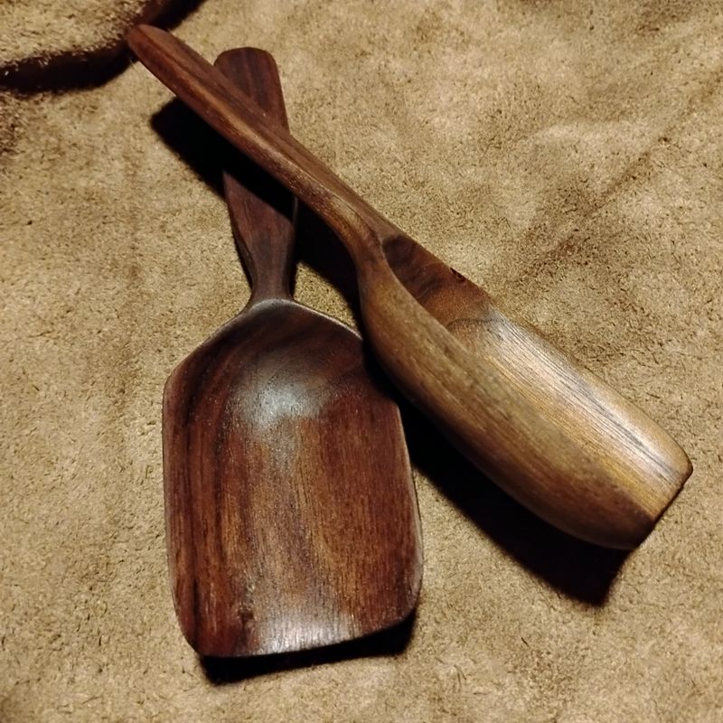 Pair of Walnut Kitchen Scoops