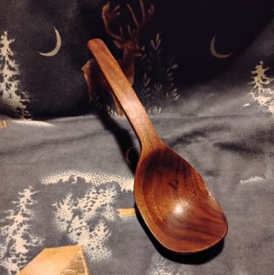 Condiment Scoop / Walnut Hand Carved Scoop
