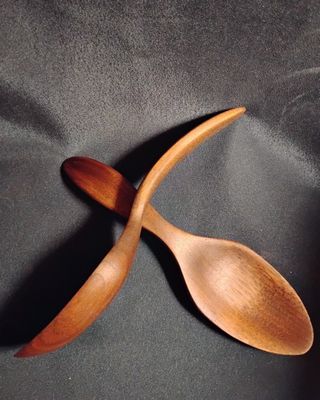 Easy Grip Spoon / Wooden Walnut Eater / Handicap Spoon