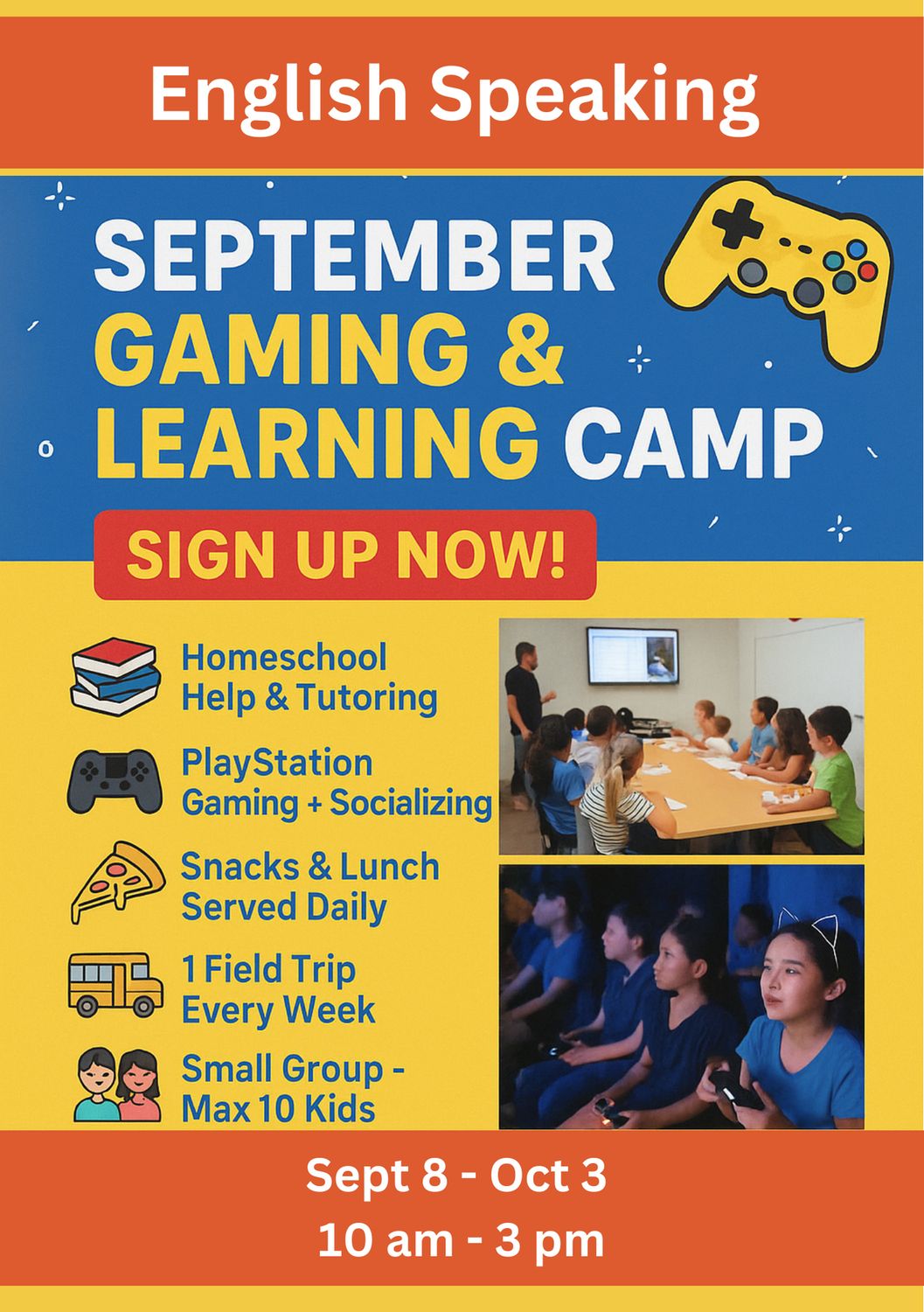 🎓 September Gaming &amp; Learning Camp  🎮     (Ages 8–15)