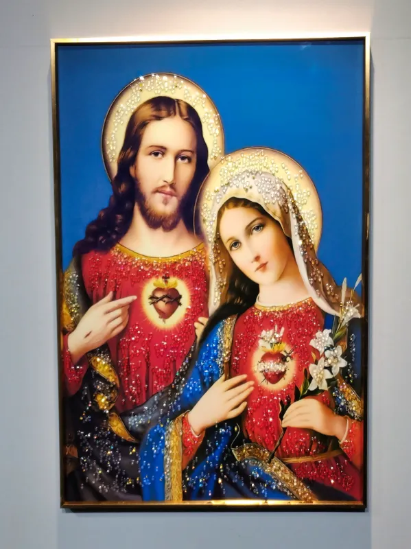 Jesus and the Virgin Mary Crystal Frame