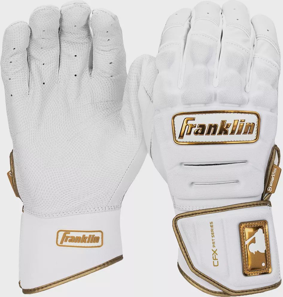 Franklin CFX PRT White/Gold Batting Gloves Adult, Size: Adult Small