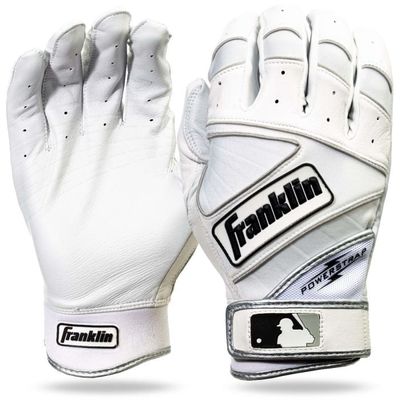 Franklin Powerstrap White/Black Adult Batting Gloves