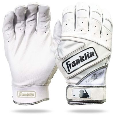 Franklin Powerstrap White/Silver Adult Batting Gloves