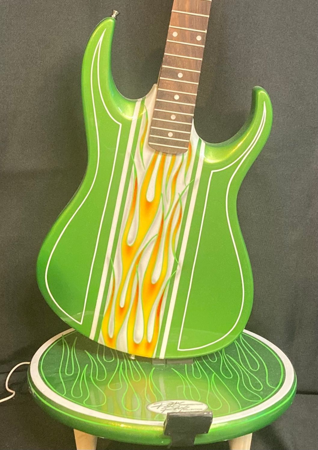 Flaming Lime Guitar
