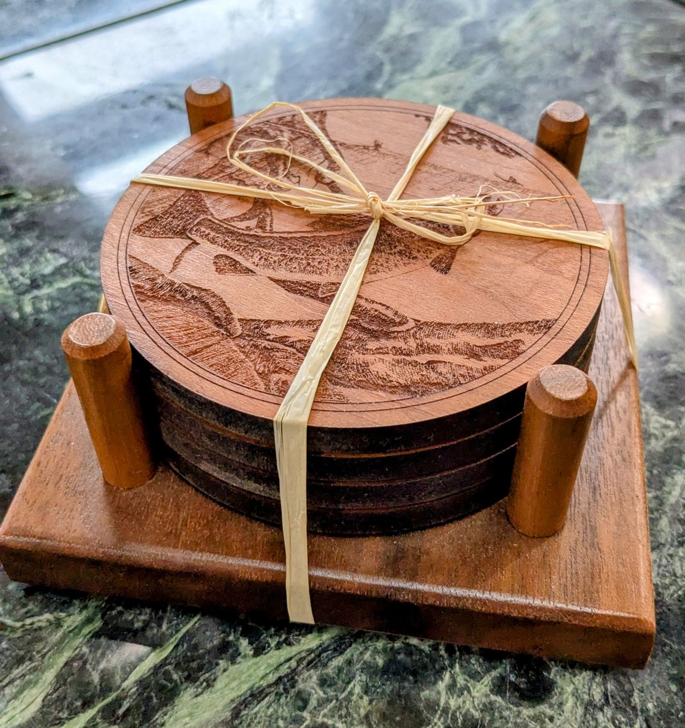 Wood Coaster Set w/ Holder